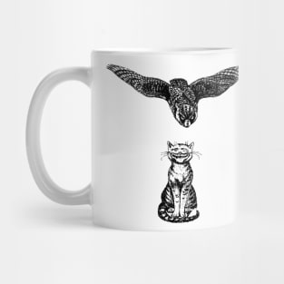 a cat and an owl Mug